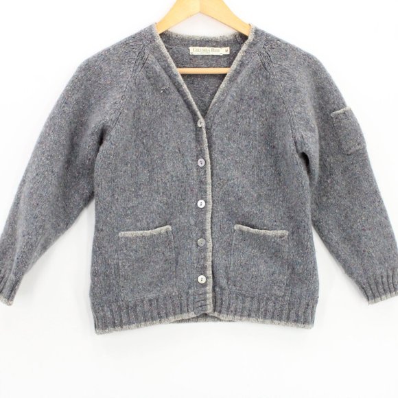 Vintage Columba Reid Cardigan Sweater Kids Knit Wool Gray Size Medium M - Picture 1 of 8
